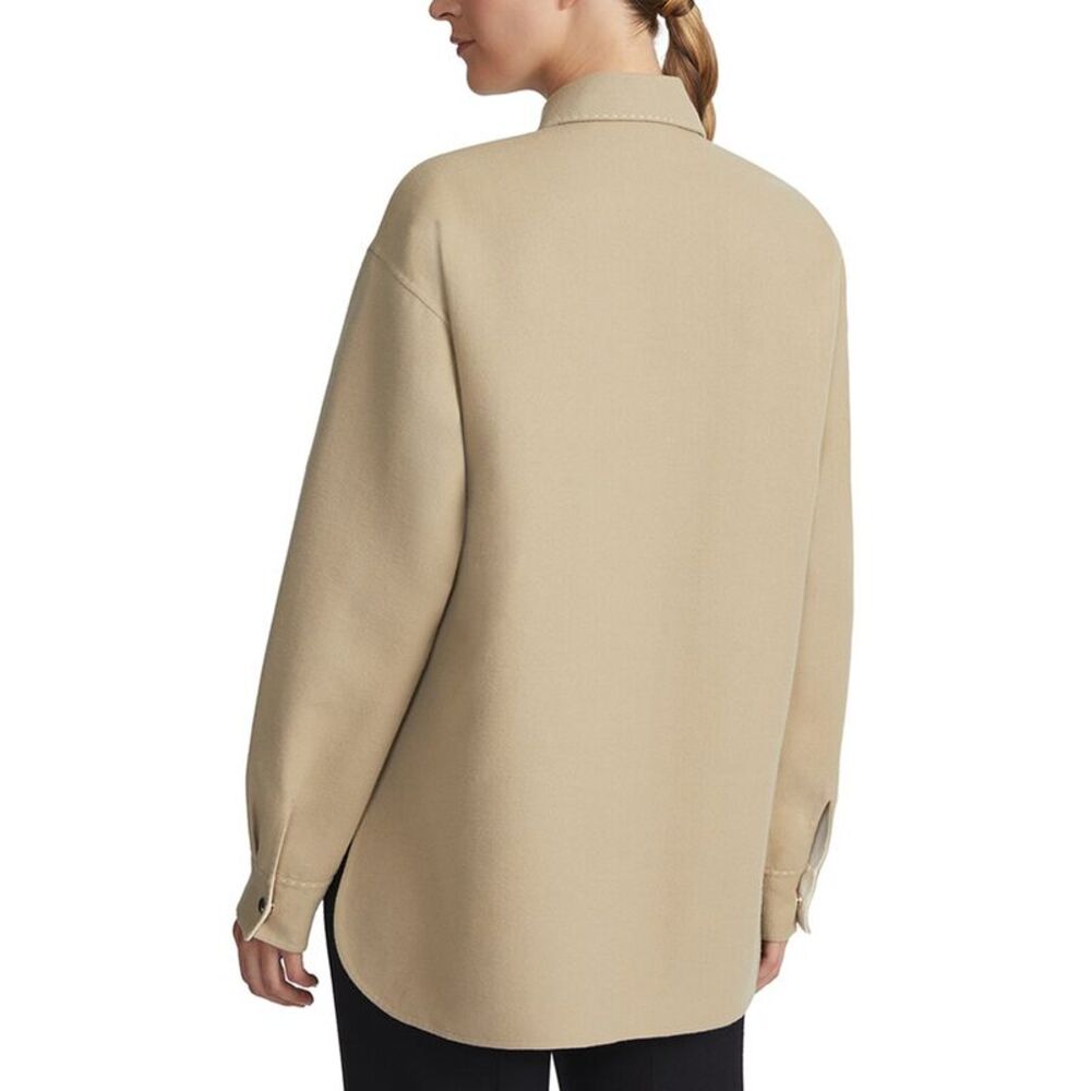 Lafayette 148 New York Womens Reversible Drop Shoulder Wool & Silk-Blend Shirt - Picture 2 of 4